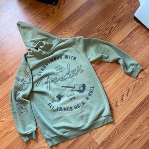 Fenders olive green hoodie (Mens small, Kids XXL)